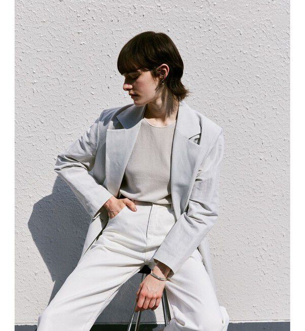 allureville「リネンスラブビックショルダージャケット」|テーラードジャケット|