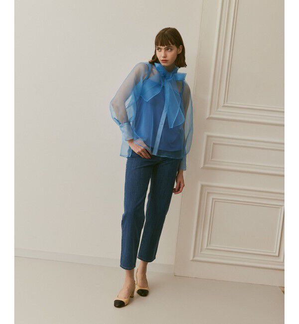 LOULOU WILLOUGHBY「《ドラマ着用》【LOULOU WILLOUGHBY】シルキーリボンブラウス」|シャツ・ブラウス|