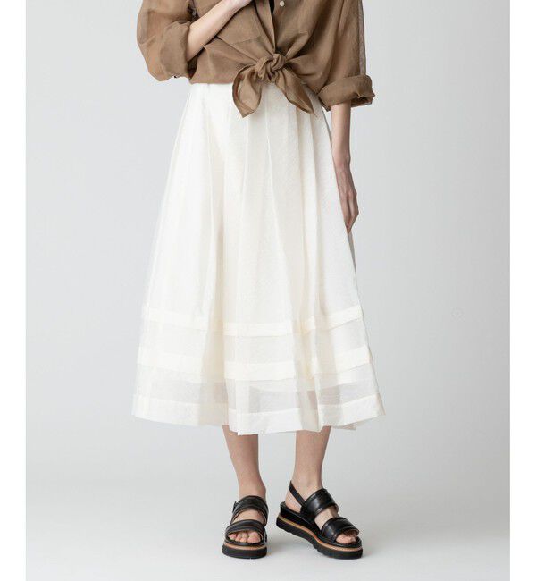 allureville「シアーオーガンタックギャザースカート」|スカート|アイボリー