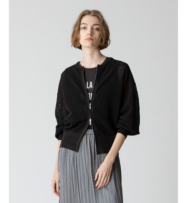 allureville「メッシュブルゾン」|カーディガン|ブラック