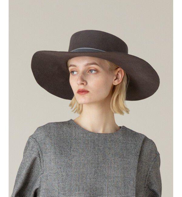 LOULOU WILLOUGHBY「【LOULOU WILLOUGHBY】ベロアリボンハット」|ハット|グレージュ