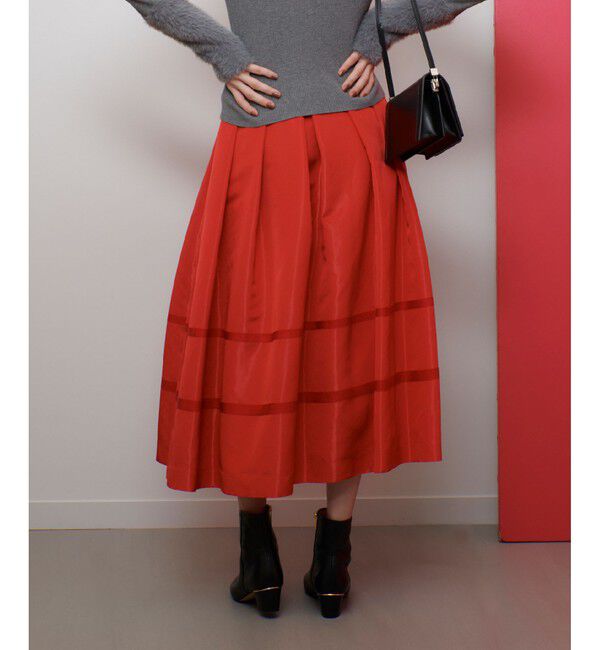 LOULOU WILLOUGHBY「【LOULOU WILLOUGHBY】リボントリミングタックスカート」|フレア|