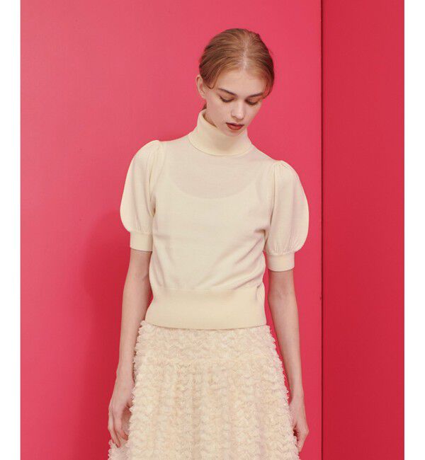 LOULOU WILLOUGHBY「【LOULOU WILLOUGHBY】タートルハーフスリーブプルオーバー」|ニット・セーター|オフホワイト