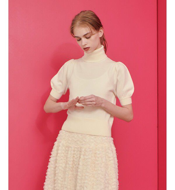 LOULOU WILLOUGHBY「【LOULOU WILLOUGHBY】タートルハーフスリーブプルオーバー」|ニット・セーター|