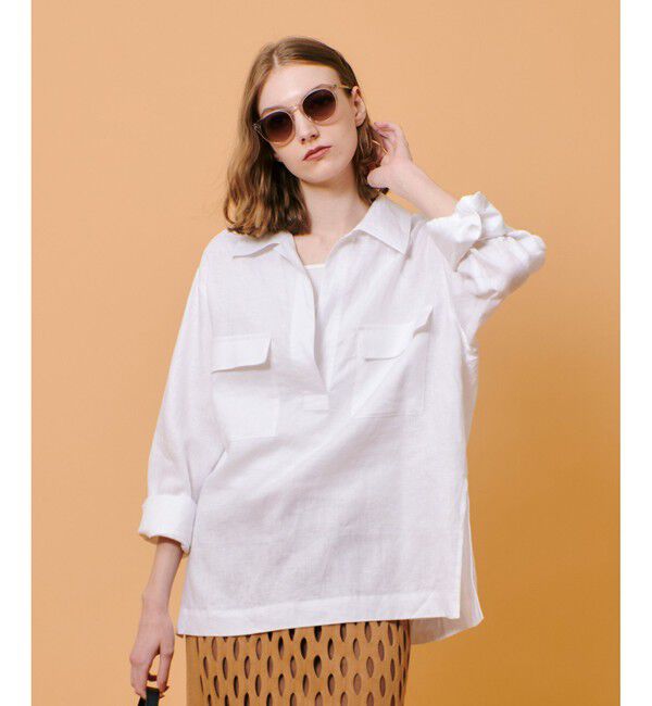 allureville「リネンプルオーバーシャツ」|シャツ・ブラウス|ホワイト
