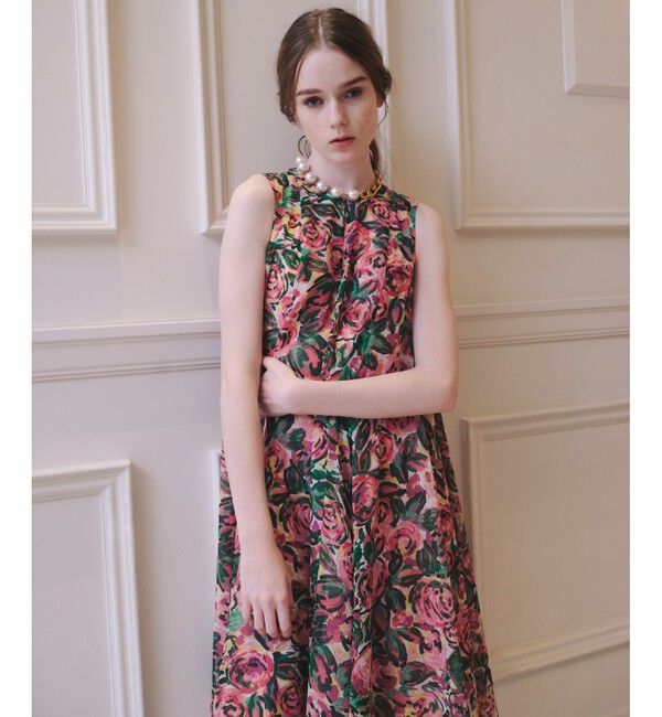 LOULOU WILLOUGHBY「【LOULOU WILLOUGHBY】SPRINTEXフラワープリントノースリワンピース」|ワンピース|ピンク