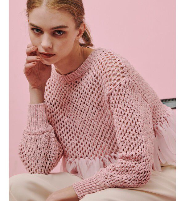 LOULOU WILLOUGHBY「【LOULOU WILLOUGHBY】シフォンパピエメッシュプルオーバー」|ニット・セーター|