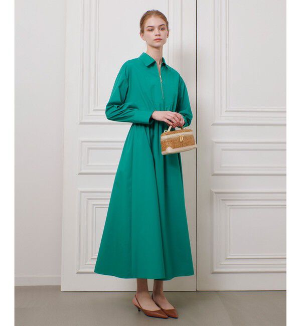 LOULOU WILLOUGHBY「【LOULOU WILLOUGHBY】ボリュームギャザーシャツワンピース」|ワンピース|グリーン