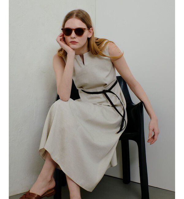 allureville「リネンライクオックスノースリワンピース」|ワンピース|ベージュ