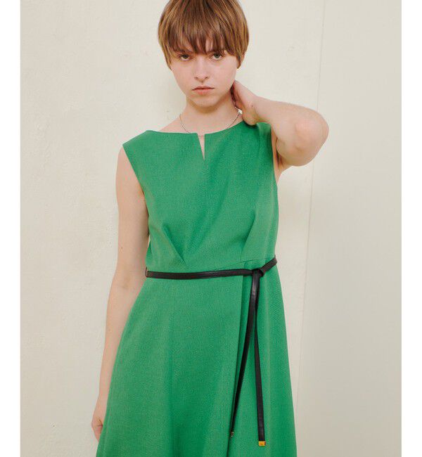 allureville「リネンライクオックスノースリワンピース」|ワンピース|グリーン