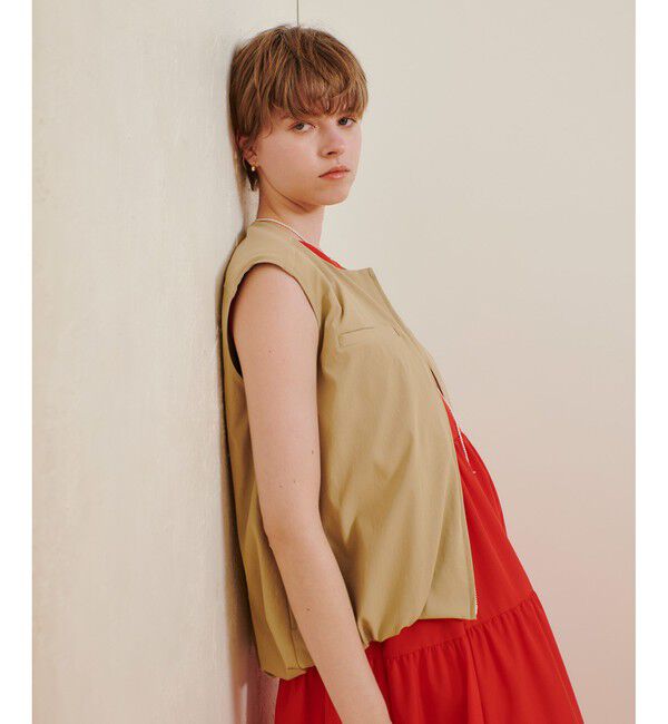 allureville「チノギャザリングヘムジレブルゾン」|ブルゾン・スタジャン|ベージュ