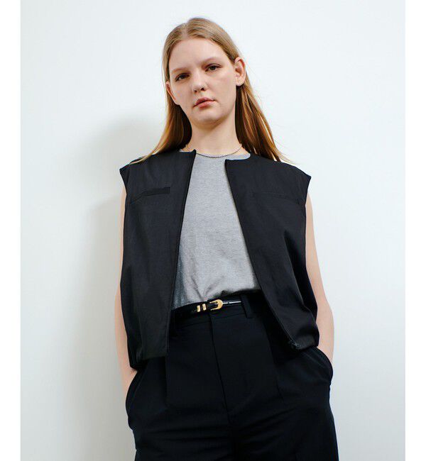 allureville「チノギャザリングヘムジレブルゾン」|ブルゾン・スタジャン|ブラック