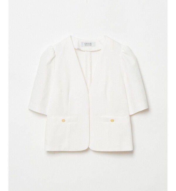 LOULOU WILLOUGHBY「【LOULOU WILLOUGHBY】ブライトリネン半袖ジャケット」|ノーカラージャケット|