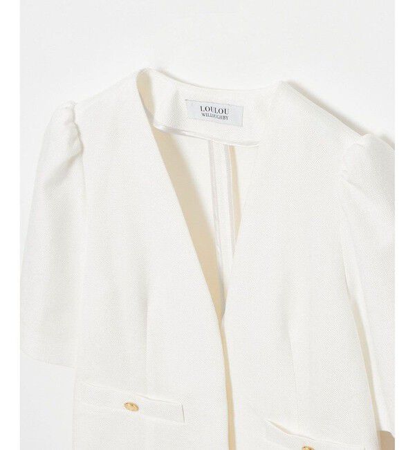 LOULOU WILLOUGHBY「【LOULOU WILLOUGHBY】ブライトリネン半袖ジャケット」|ノーカラージャケット|