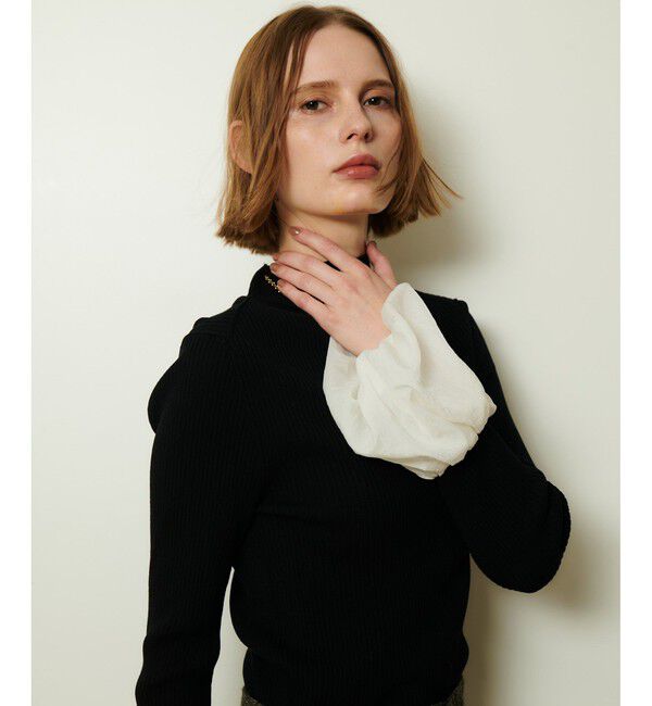 allureville「タフタバルーンスリーブコンビプルオーバー」|ニット・セーター|