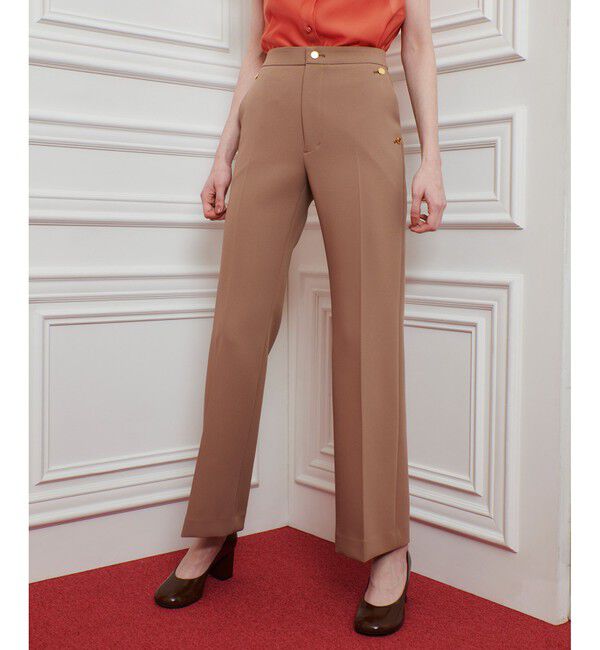 LOULOU WILLOUGHBY「【LOULOU WILLOUGHBY】ダブルクロスフレアーパンツ」|その他|キャメル