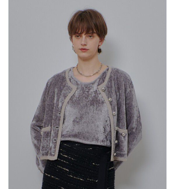 allureville「ベロアニットジャケット」|カーディガン|