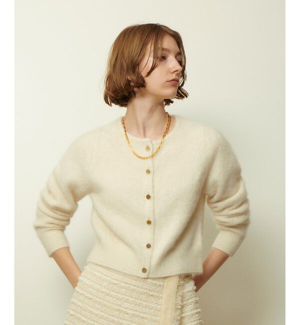allureville「カシミヤブレンドファー加工カーディガン」|カーディガン|オフホワイト