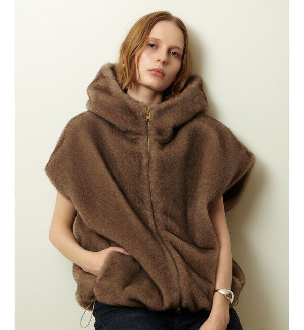 allureville「フェイクミンクファーフーディーブルゾン」|ブルゾン・スタジャン|