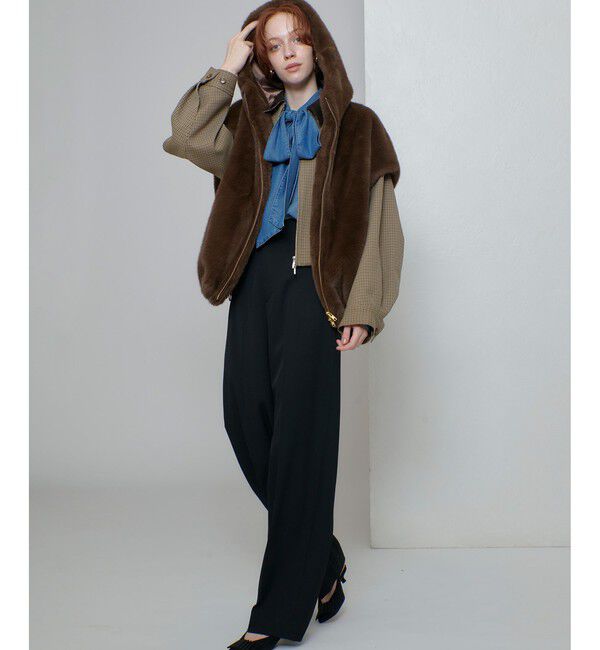 allureville「フェイクミンクファーフーディーブルゾン」|ブルゾン・スタジャン|