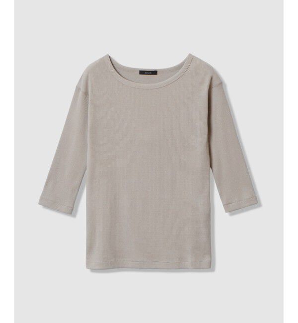 allureville「テレコ3/4スリーブボートネックプルオーバー」|Tシャツ・カットソー|グレージュ