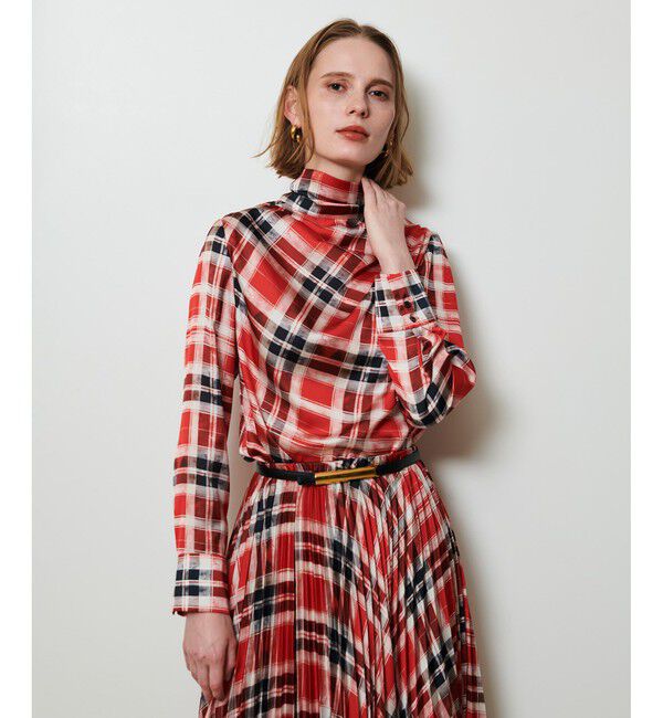 allureville「LISAチェックプリントブラウス」|シャツ・ブラウス|