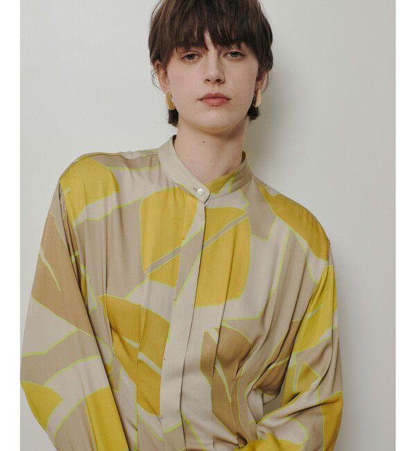 allureville「FASACリーフプリントギャザーワンピース」|ワンピース|