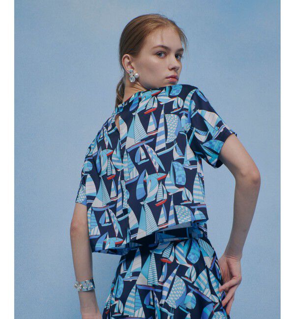 LOULOU WILLOUGHBY「【LOULOU WILLOUGHBY】RATTI マリーナプリント Ｔブラウス」|シャツ・ブラウス|