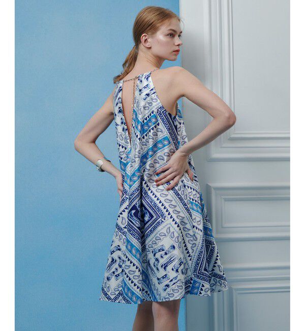 LOULOU WILLOUGHBY「【LOULOU WILLOUGHBY】ウエスタンスカーフプリントホルターネックワンピース」|ワンピース|