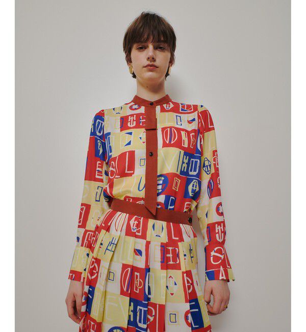 allureville「パッチワークプリントボウブラウス」|シャツ・ブラウス|