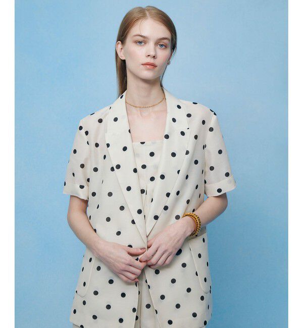 LOULOU WILLOUGHBY「【LOULOU WILLOUGHBY】オーガンドットハーフスリーブジャケット」|テーラードジャケット|