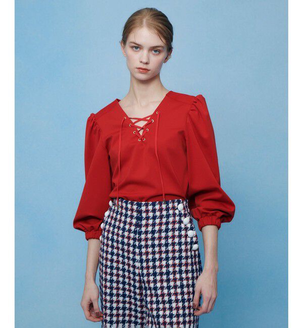 LOULOU WILLOUGHBY「【LOULOU WILLOUGHBY】モックロディレースアップマリンプルオーバー」|Tシャツ・カットソー|