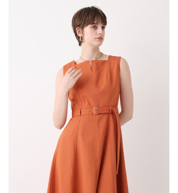 allureville「スクウェアデザインフレアーワンピース」|ワンピース|オレンジ