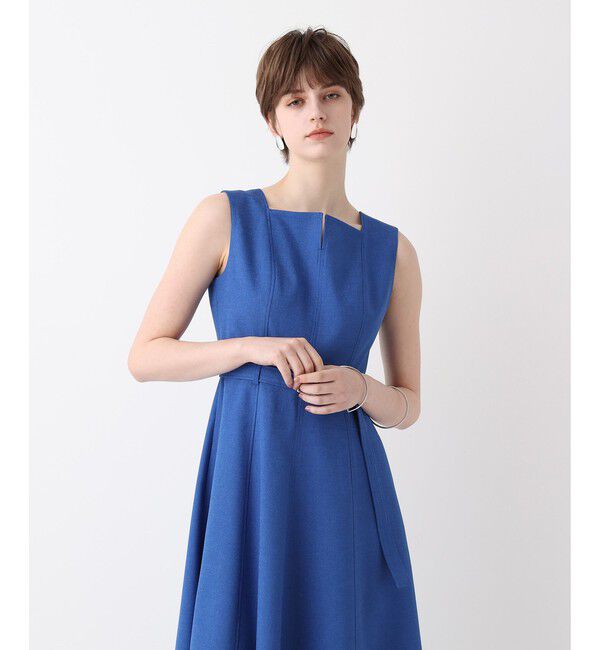 allureville「スクウェアデザインフレアーワンピース」|ワンピース|ブルー