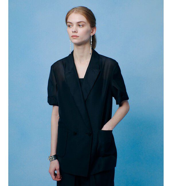 LOULOU WILLOUGHBY「【LOULOU WILLOUGHBY】スパンオーガンハーフスリーブジャケット」|テーラードジャケット|