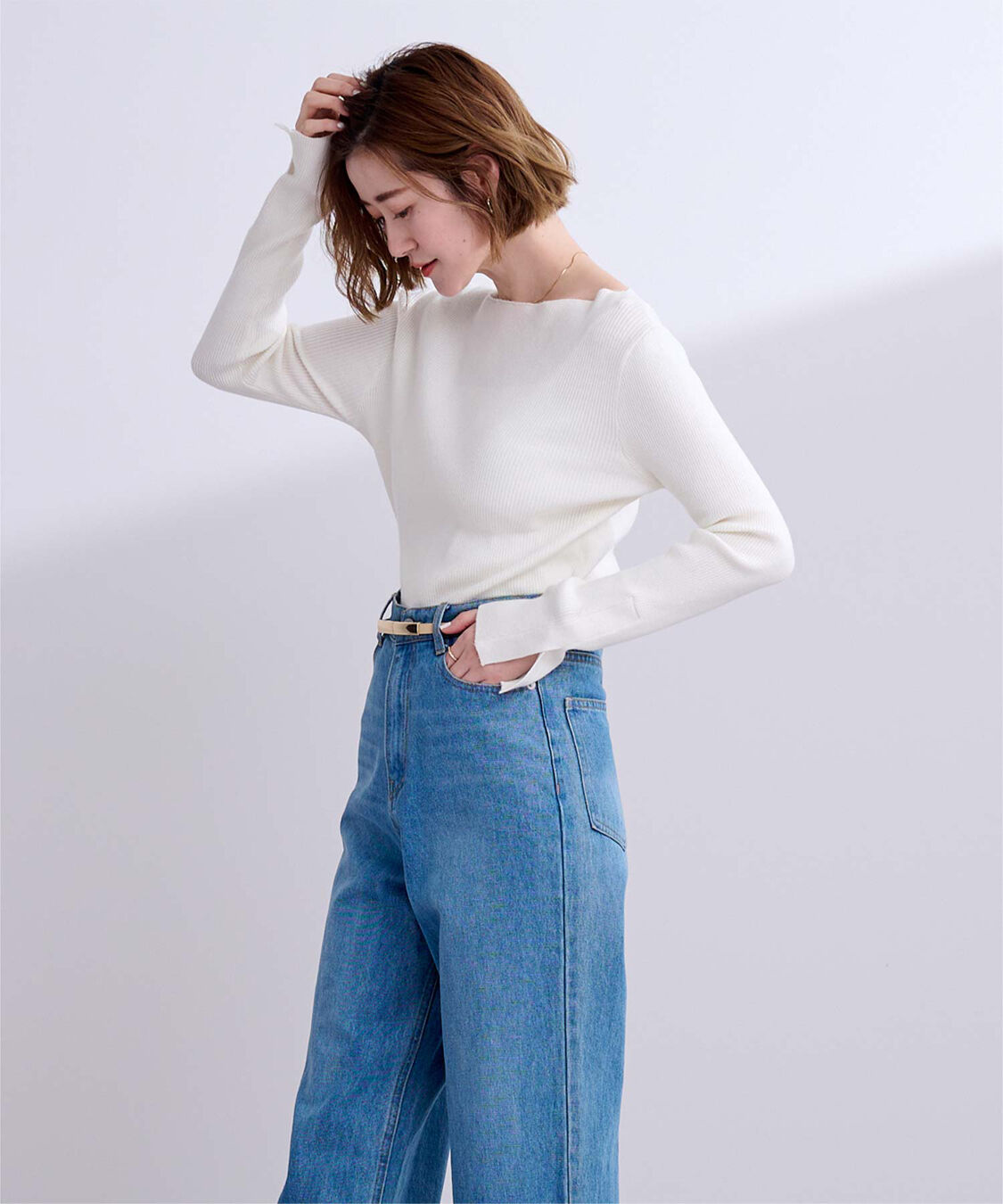 ur's「ボートネックスリットスリーブリブニット」|ニット・セーター|