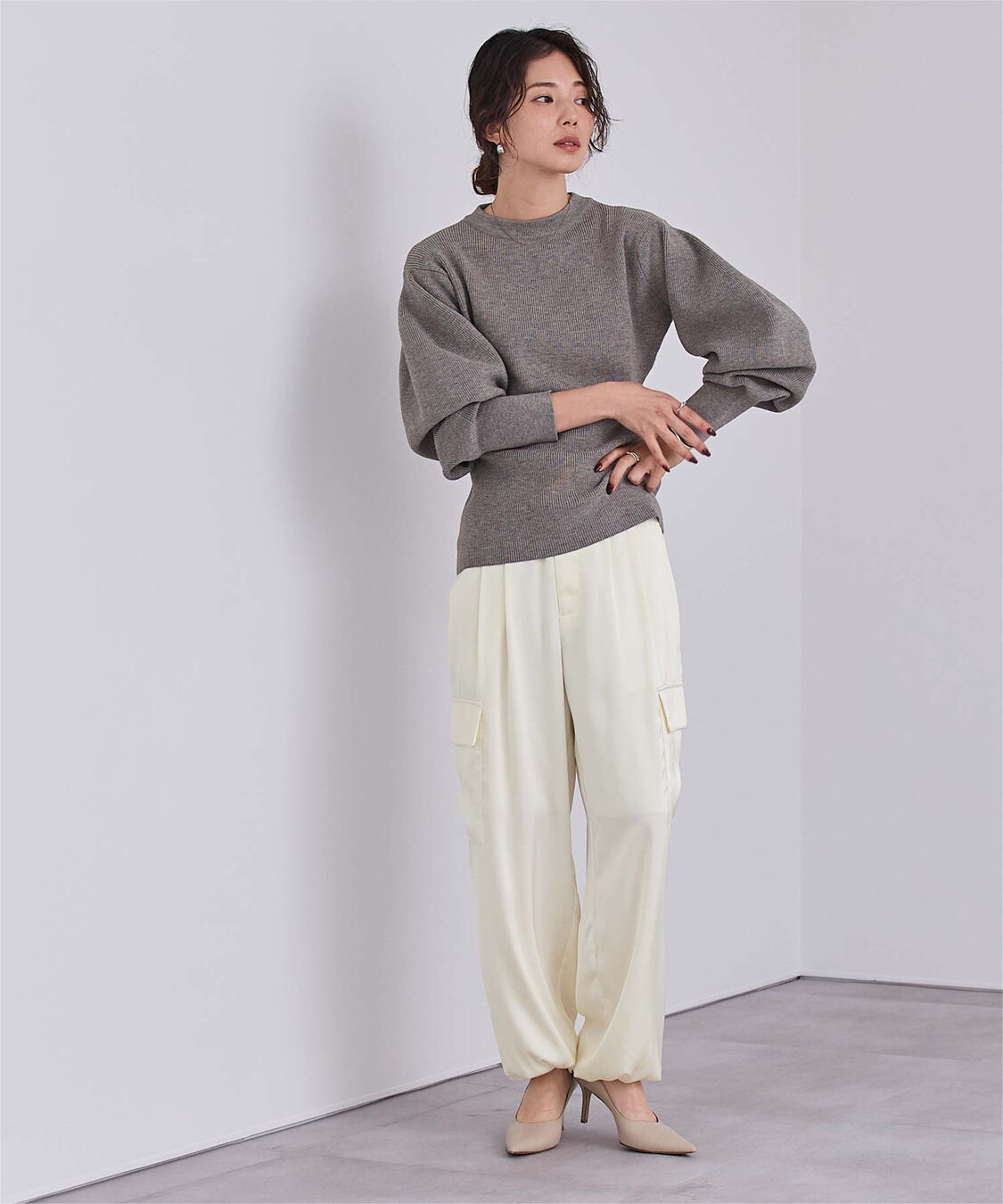 ur's「サテンパラシュートパンツ」|カーゴ|