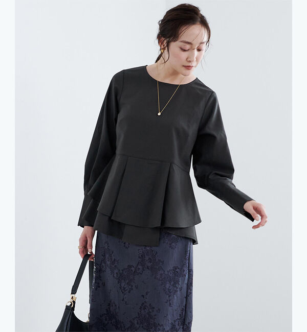ur's「イレギュラーヘムペプラムブラウス」|シャツ・ブラウス|ブラック