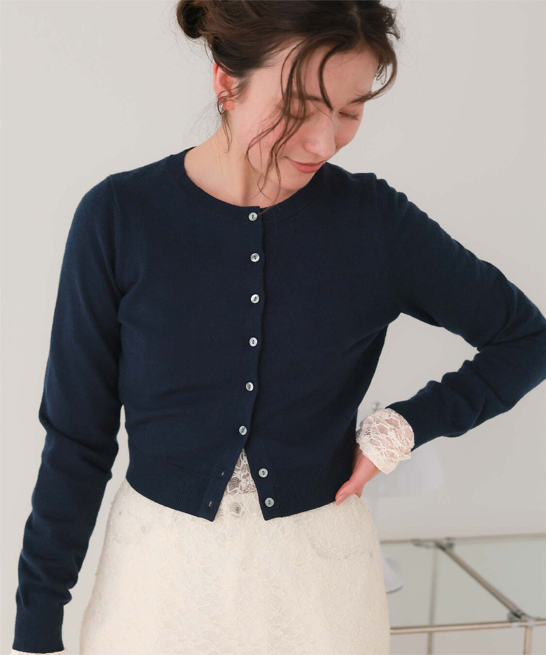 titivate「クルーネックニットカーディガン/トップス」|ニット・セーター|