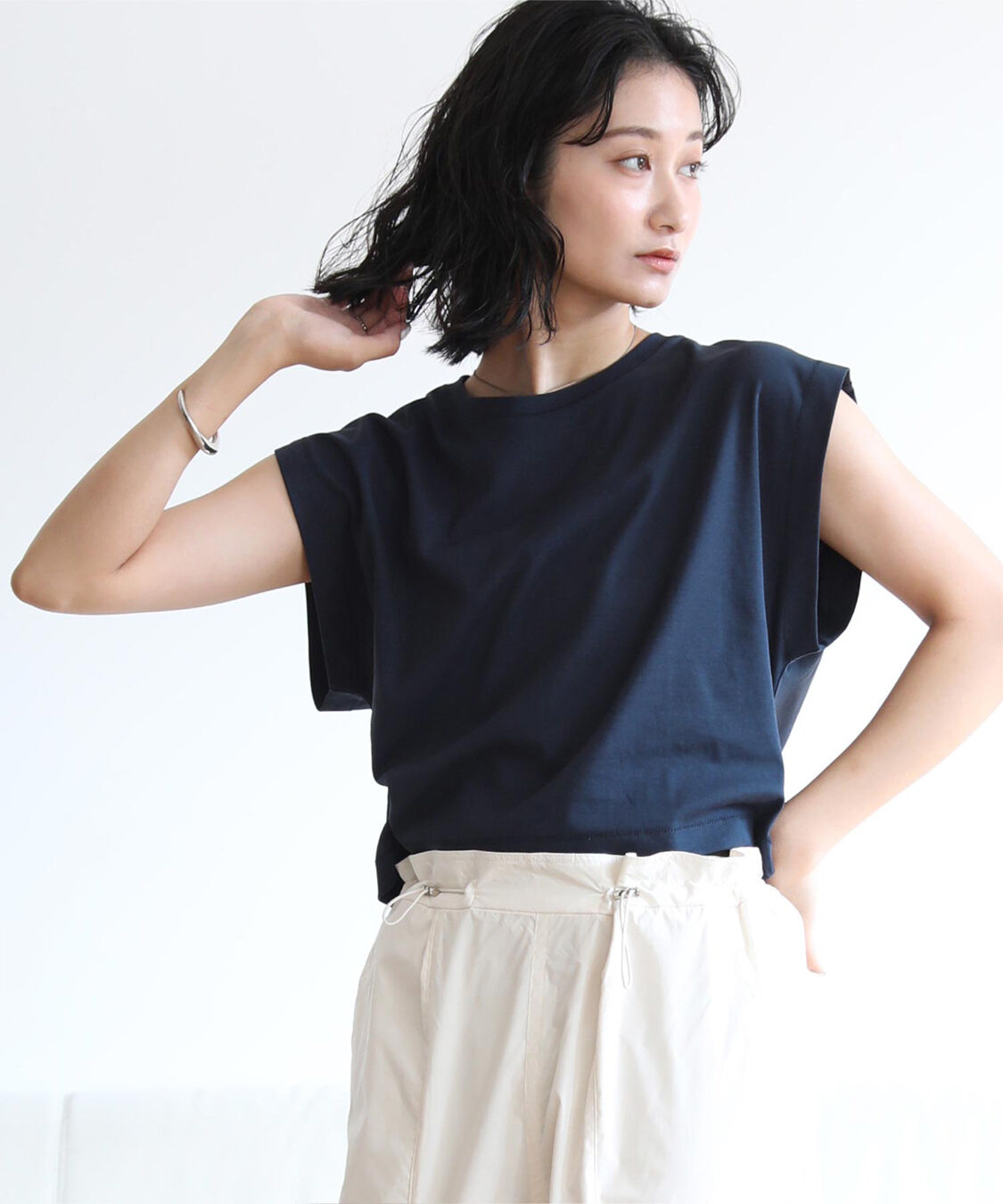 ur's「汗染み防止ワイドスリーブTシャツ」|Tシャツ・カットソー|ネイビー