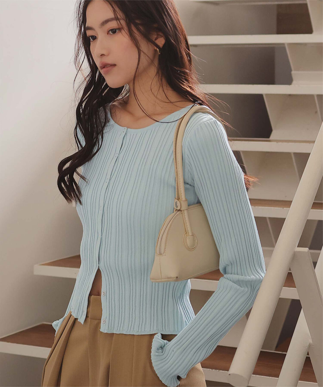 titivate「UVケアリングドットニットカーディガン」|カーディガン|ライトブルー