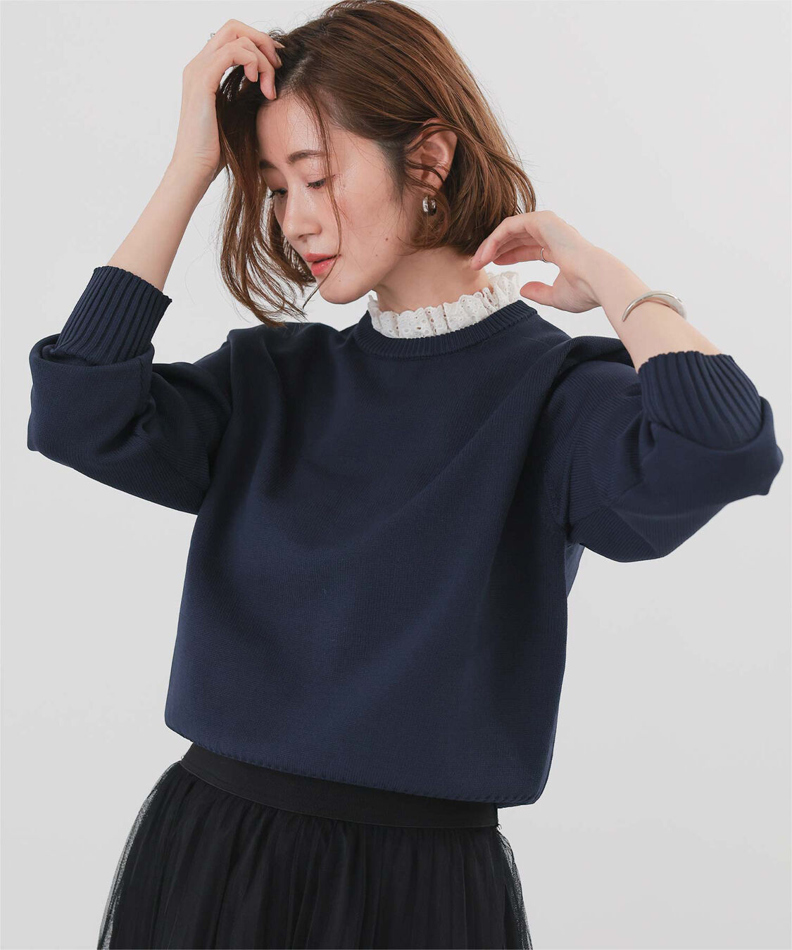 ur's「襟付きニットプルオーバー」|ニット・セーター|ネイビー2