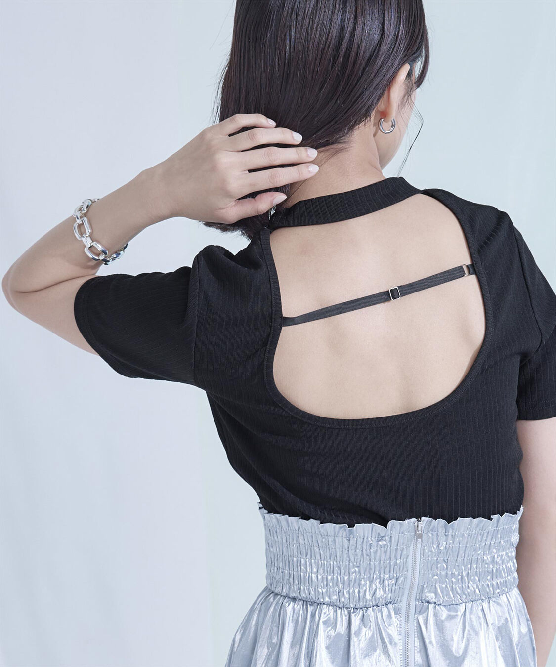 miette「バックオープンリブトップス」|Tシャツ・カットソー|