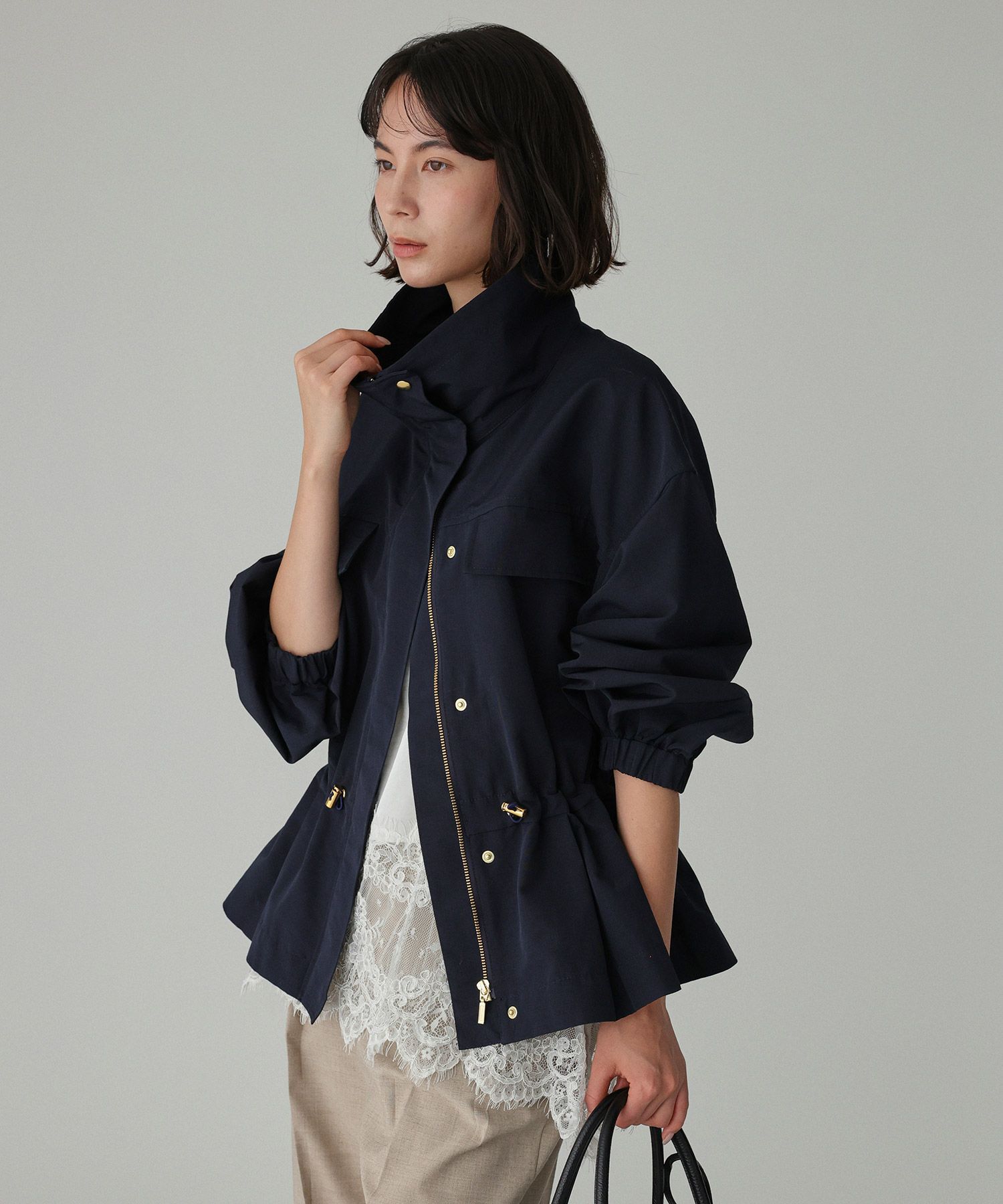 BABYLONE「撥水ナイロンペプラムブルゾン」|ブルゾン・スタジャン|