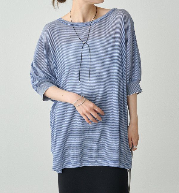  「ミジンボーダー袖口リブTシャツ」|Tシャツ・カットソー|