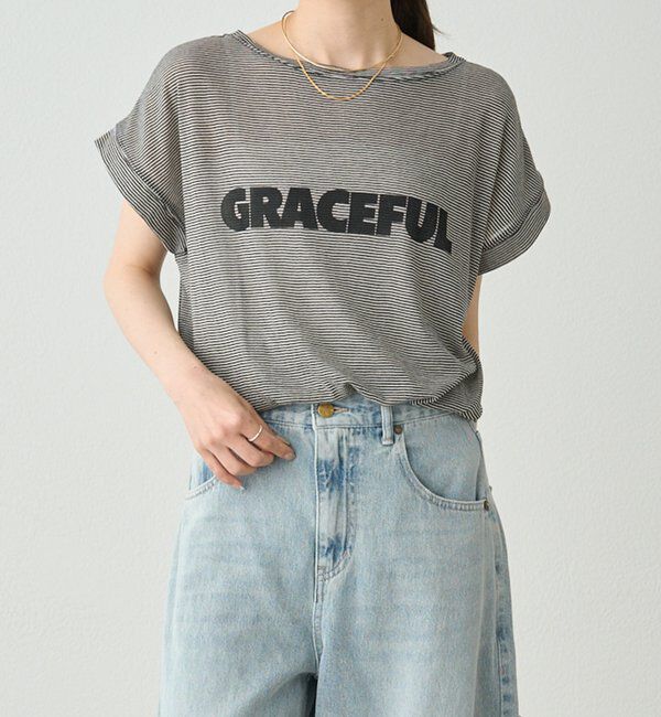  「ミジンボーダーロゴプリントTシャツ」|Tシャツ・カットソー|