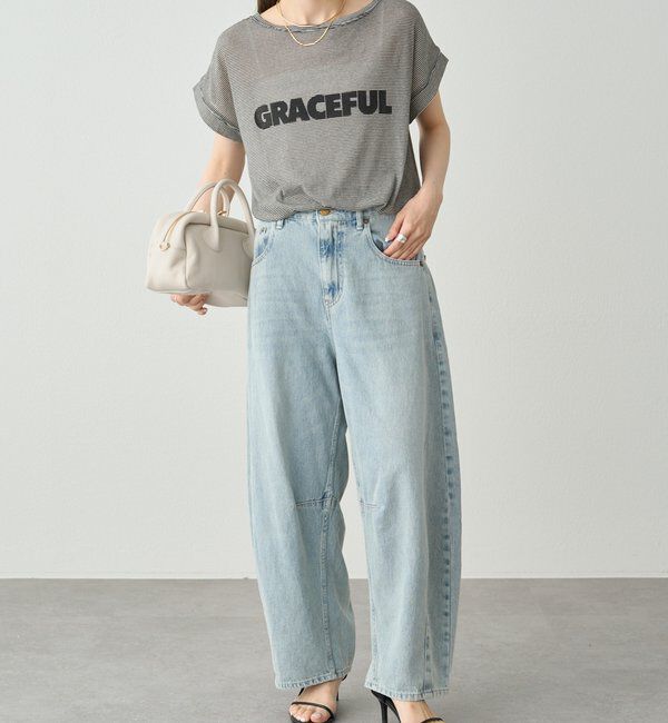  「ミジンボーダーロゴプリントTシャツ」|Tシャツ・カットソー|