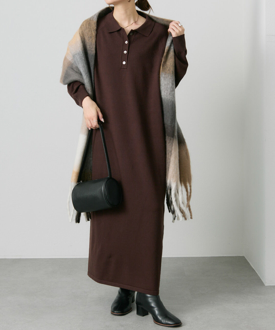  「ニットポロワンピース」|ワンピース|