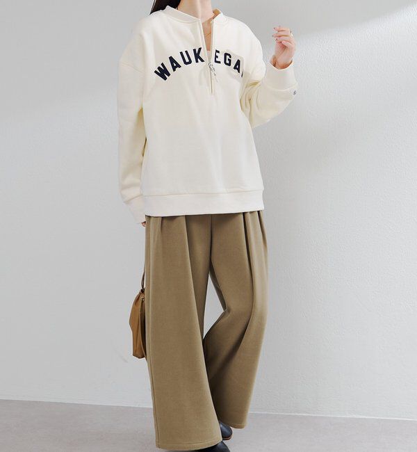  「フロッキープリントハーフジップ裏起毛スウェット」|プルオーバー|