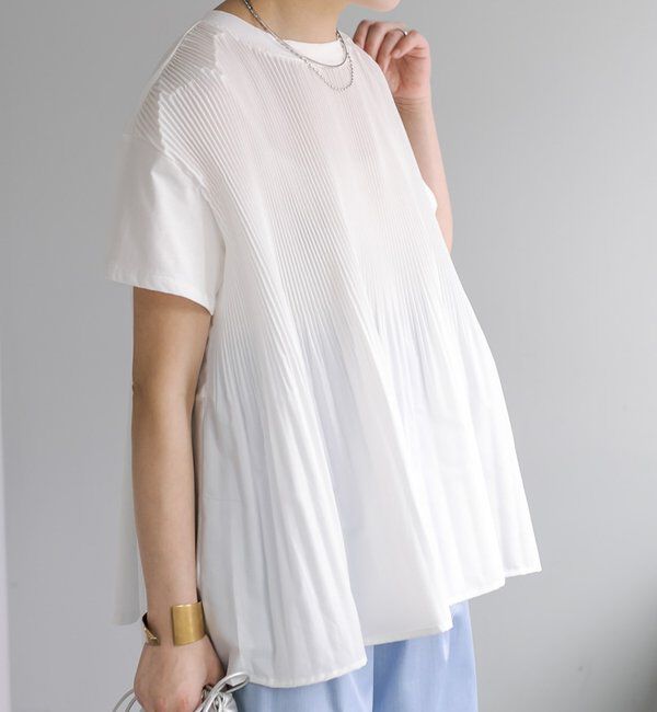  「《リバイバル》【WEB限定/Du noir】フロントプリーツTシャツ」|シャツ・ブラウス|オフホワイト